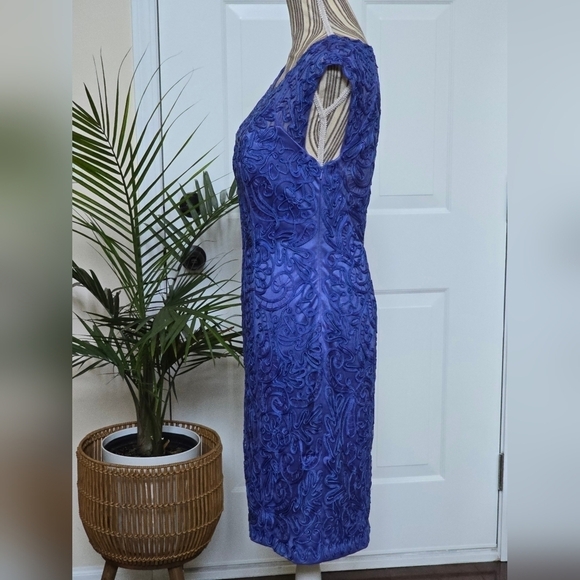 Sue Wong Embroidered Blue Sheath Cocktail Dress Size 10 - Picture 2 of 7